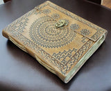 Journal - Mandala Design - Leather Journal Latch Closure(8x6)