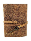 Journal - Brown Soft Floral - Leather Journal (5x7)