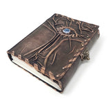 Journal - Evil Eye & Embossed Tree of Life - Leather Journal Latch Closure(5x7)