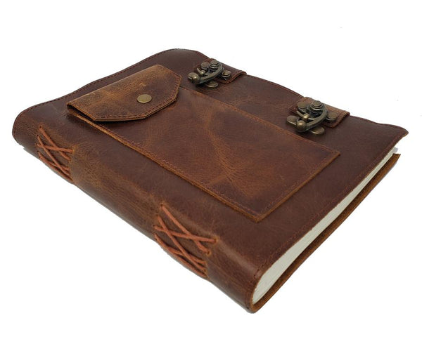 Journal - Soft Leather Journal with Pocket (6x8)