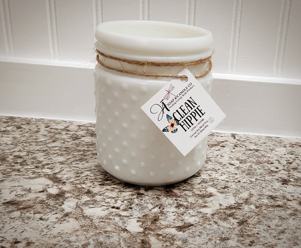 Hobnail Jar Candle - White