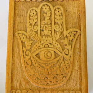 Wood Box - Hand of Compassion Wooden Carved (4x6")