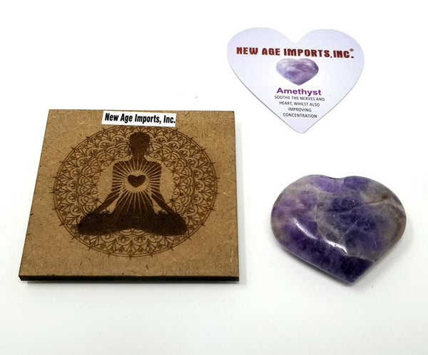 Heart Shape Amethyst Gemstone w/wood box