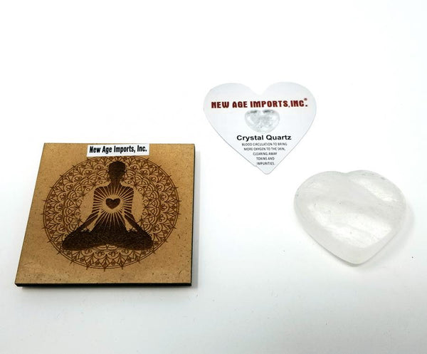 Heart Shape Crystal Quartz Gemstone w/wood box