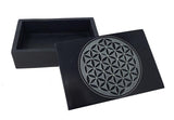 Soapstone Box - Flower of Life Carved 4" x 6"